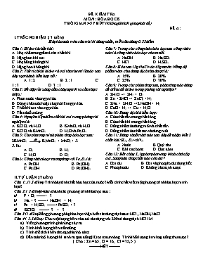 Đề kiểm tra môn Hóa học 8